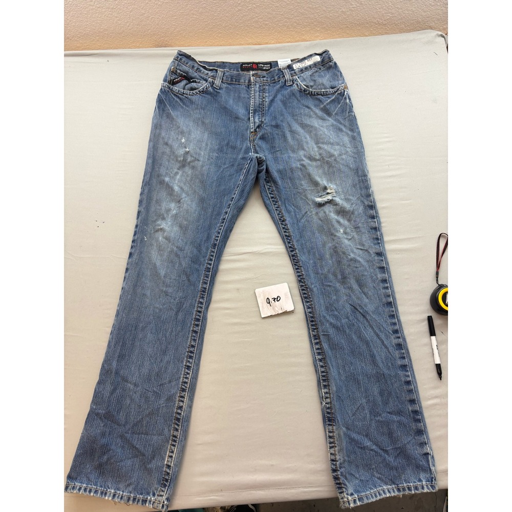 Ariat FR M4 Low Rise Boot Cut Work Jeans Mens 38x36 Blue Flame Resistant Denim